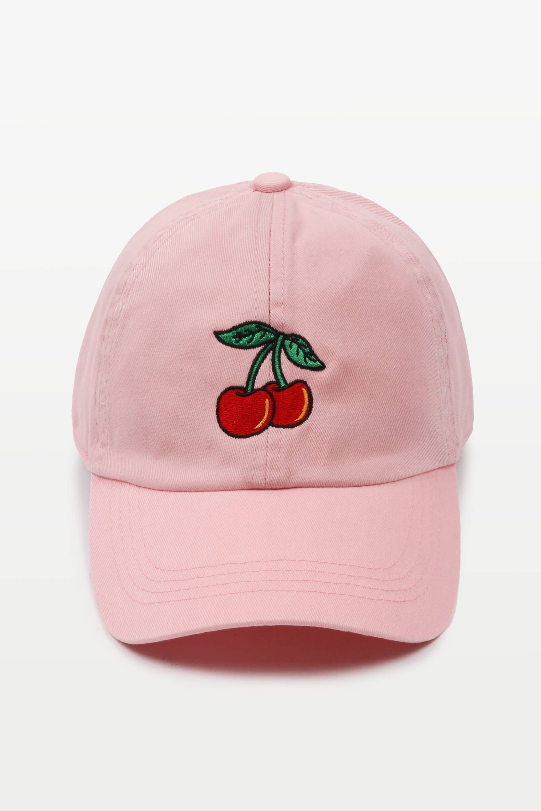 CHERRY Embroidery Baseball Cap: Pink