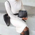 Load image into Gallery viewer, Carrie Black Pleated Vegan Shoulder Bag