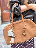 Load image into Gallery viewer, Hand-painted Dachshund Dog Bag Charm + Keychain| Eco-Friendly