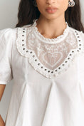Load image into Gallery viewer, Maeve Puff-Sleeve Studded Placket Blouse
