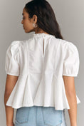 Load image into Gallery viewer, Maeve Puff-Sleeve Studded Placket Blouse