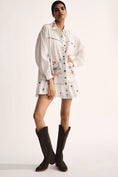 Load image into Gallery viewer, Pilcro Long Sleeve V-Neck Embroidered Swing Shirt Dress
