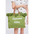 Load image into Gallery viewer, Summer Vibes Fringe Beach Tote: Sage