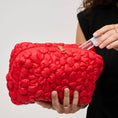 Load image into Gallery viewer, Flora Pop Nylon Cosmetic & Travel Organizer Pouch: Red