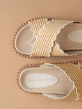 Load image into Gallery viewer, The Fabby | Beige Double Strap Raffia Spring Slide