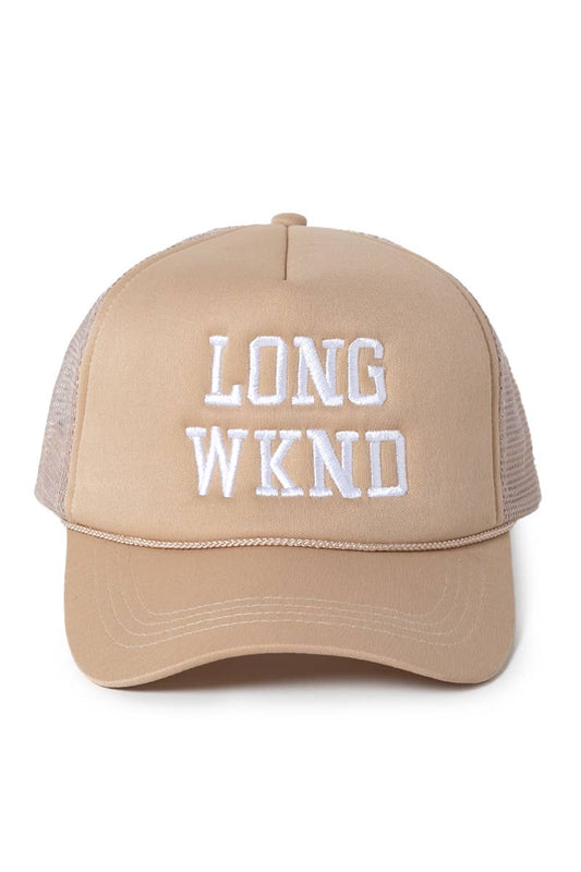 Long Wknd Mesh Trucker Hat.: Beige