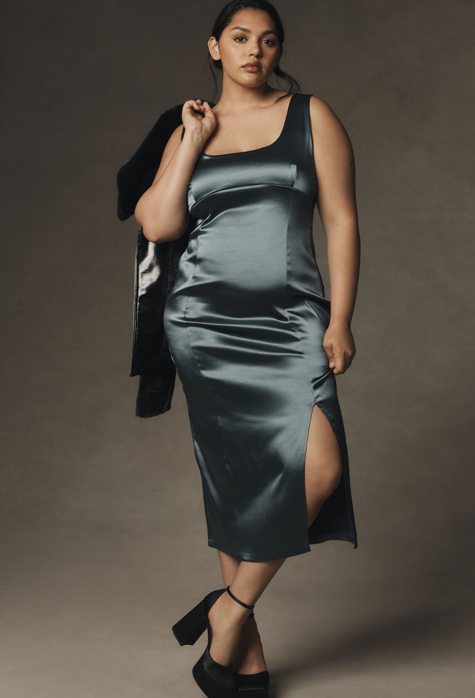 Geek Bar Pulse X Screen Meanings List Maeve Square-Neck Satin Stretch Midi  Dress