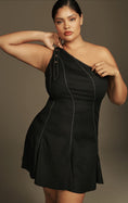 Load image into Gallery viewer, By Anthropologie Linen One-Shoulder Seamed Mini Dress