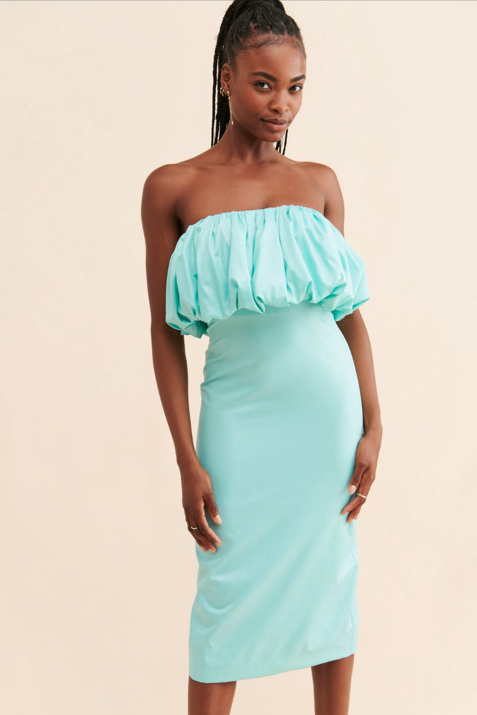 Let Me Be Slim Bubble Midi Dress XL / Turquoise Let Me Be Slim Bubble Midi Dress XL / Turquoise