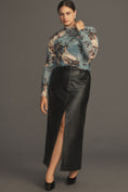Load image into Gallery viewer, The Madi Faux Leather Front-Slit Denim Skirt by Pilcro