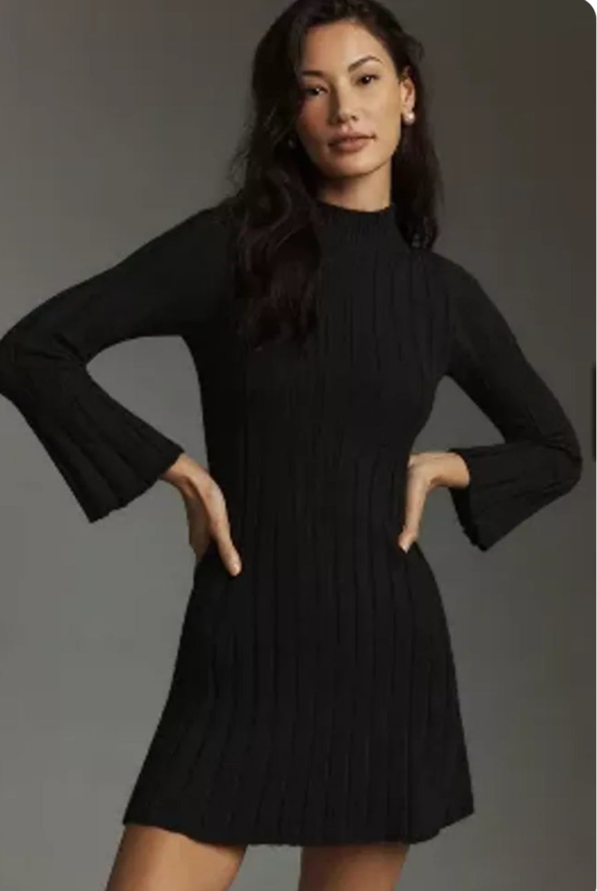 By Anthropologie Long-Sleeve A-Line Sweater Mini Dress katie + hubbell By Anthropologie Long-Sleeve A-Line Sweater Mini Dress katie + hubbell