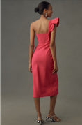 Load image into Gallery viewer, By Anthropologie One-Shoulder Ruffle Linen Column Midi Dress