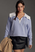 Load image into Gallery viewer, By Anthropologie Poplin-Collar V-Neck Sweatshirt
