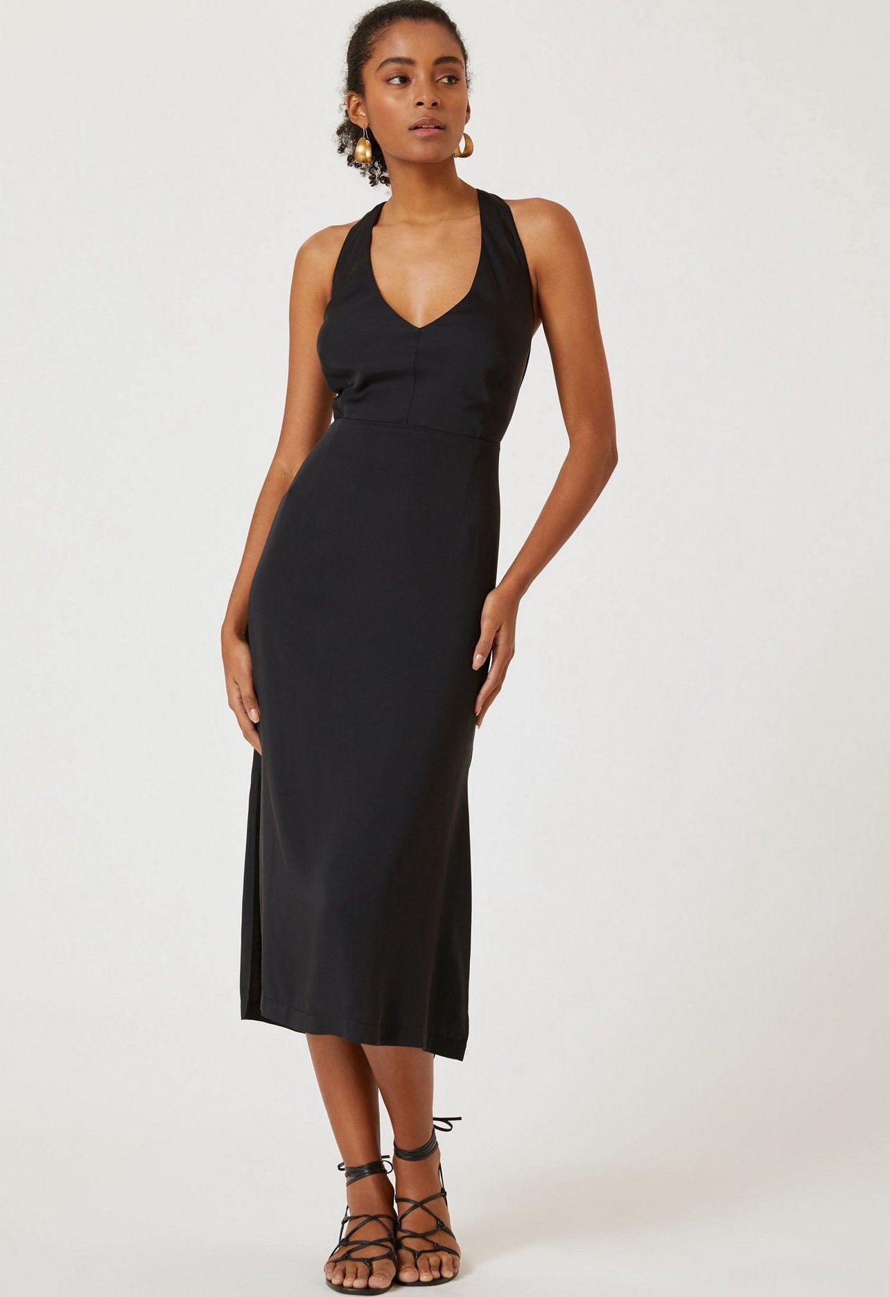 Sleeveless Deep-V Midi Dress – katie + hubbell