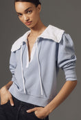 Load image into Gallery viewer, By Anthropologie Poplin-Collar V-Neck Sweatshirt