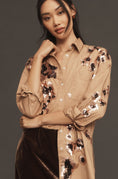 Load image into Gallery viewer, The Bennet Buttondown Shirt by Maeve: Sequin Leopard Edition
