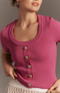 Load image into Gallery viewer, Endless Rose Compact Button-Front Sweater Tee