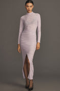 Load image into Gallery viewer, Sunday in Brooklyn Mock-Neck Ruched Mesh Dress
