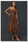 Load image into Gallery viewer, By Anthropologie Basque-Waist A-Line Midi Dress