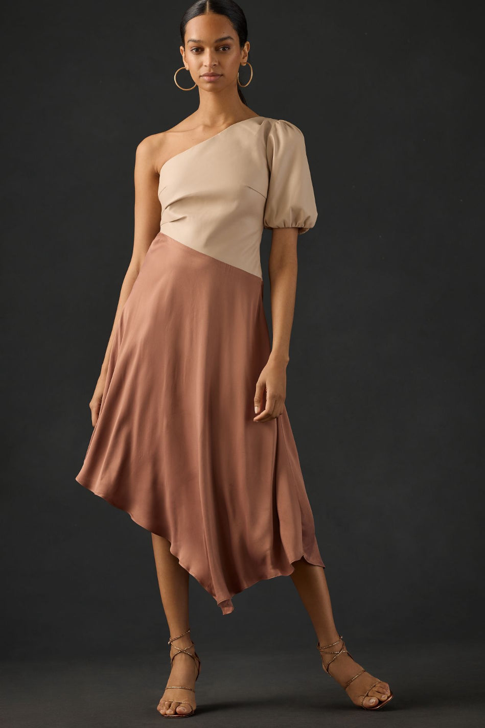 By Anthropologie Faux Leather One-Shoulder Asymmetrical Midi Dress By Anthropologie Faux Leather One-Shoulder Asymmetrical Midi Dress