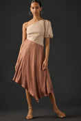 Load image into Gallery viewer, By Anthropologie Faux Leather One-Shoulder Asymmetrical Midi Dress