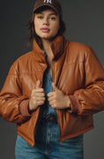 Load image into Gallery viewer, By Anthropologie Faux Leather Puffer Jacket