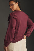 Load image into Gallery viewer, Tiny Long-Sleeve Crescent Ruffled Lace Top