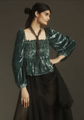 Load image into Gallery viewer, By Anthropologie Long-Sleeve Luxe Cutwork Velvet Blouse