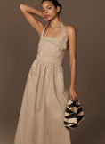 Load image into Gallery viewer, Porridge Halter Utility Midi Dress
