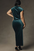 Load image into Gallery viewer, The Maya Ruched Cowl-Neck Dress: Stretch Velvet Edition