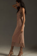 Load image into Gallery viewer, By Anthropologie Sleeveless Cowl-Neck Shine Mesh Midi Dress