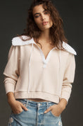 Load image into Gallery viewer, By Anthropologie Poplin-Collar V-Neck Sweatshirt