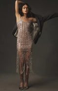 Load image into Gallery viewer, Maeve Sequin Strappy Beaded-Fringe Mini Dress