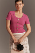 Load image into Gallery viewer, Endless Rose Compact Button-Front Sweater Tee