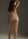 Load image into Gallery viewer, By Anthropologie Sleeveless Cowl-Neck Shine Mesh Midi Dress
