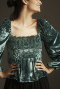 Load image into Gallery viewer, By Anthropologie Long-Sleeve Luxe Cutwork Velvet Blouse