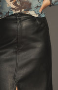 Load image into Gallery viewer, The Madi Faux Leather Front-Slit Denim Skirt by Pilcro