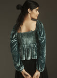 Load image into Gallery viewer, By Anthropologie Long-Sleeve Luxe Cutwork Velvet Blouse