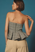Load image into Gallery viewer, Mare Mare Strapless Varsity Peplum Top