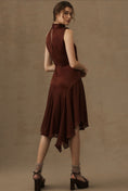 Load image into Gallery viewer, By Anthropologie Mock-Neck Asymmetrical Draped Midi Dress