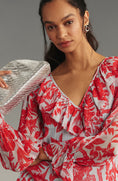 Load image into Gallery viewer, By Anthropologie Long-Sleeve V-Neck Chiffon Ruffle Midi Dress