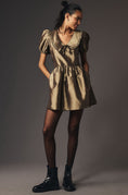 Load image into Gallery viewer, Porridge Short-Sleeve Collared Taffetta Mini Dress