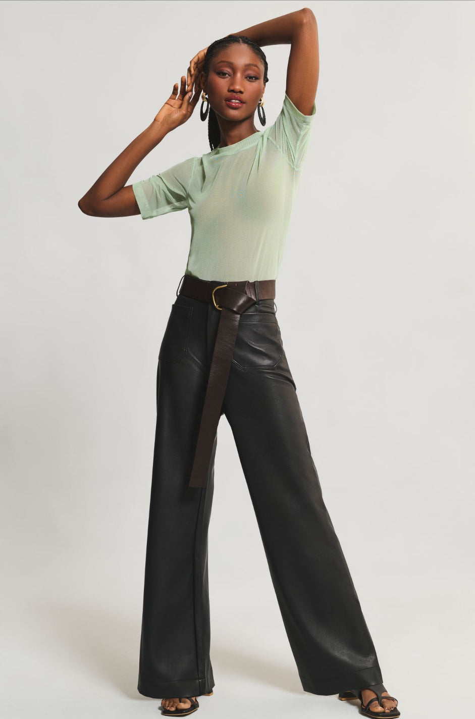 The Colette Wide-Leg Faux Leather Pants by Maeve – katie + hubbell