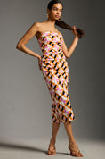 Load image into Gallery viewer, By Anthropologie Printed Strapless Slim Ruched Midi Dress