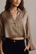 Load image into Gallery viewer, Maeve Silky Collared Popover Blouse