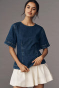 Load image into Gallery viewer, ALIGNE Cheer Short-Sleeve Structured Denim Top