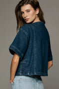 Load image into Gallery viewer, Maeve Short-Sleeve Double-Breasted Denim Jacket