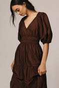Load image into Gallery viewer, Maeve Smocked V-Neck Half-Sleeve Tiered Midi Dress