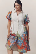 Load image into Gallery viewer, Maeve Puff-Sleeve Smocked Shirt Dress