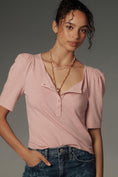 Load image into Gallery viewer, By Anthropologie Puff-Sleeve Henley Top